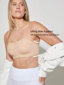 LUVLETTE Woman Lingerie Nude Strapless Push-Up Underwire T-Shirt Bra Tops Corset Basic Half Bra