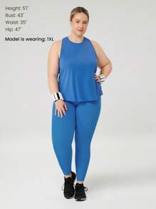 GLOWMODE Débardeur de sport grande taille à séchage rapide et léger, avec dos découpé, ourlet incurvé. Activewear pour l'entraînement, course à pied et activité à impact modéré - Bleu azur - Voir 9