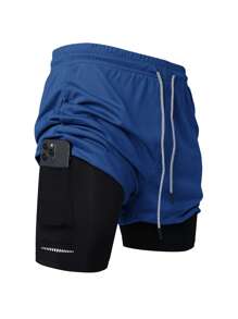 Manfinity Sport Corelite 1pc Men's Fitness Shorts, Running Training Shorts, Basketball Shorts, With Quick-Dry Lining And 2-In-1 Design, Spring And Summer