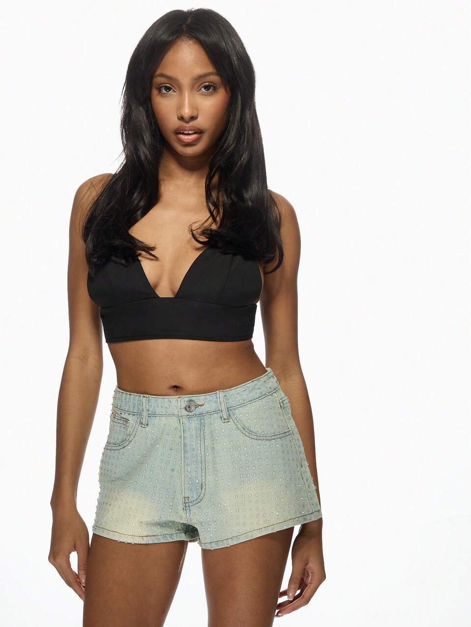 MISSGUIDED High Rise Distressed Denim Booty Shorts Ultra-Flattering Summer Festival Beach Cut-Off Raw Hem Jean Shorts