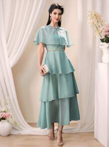 Modelyn Women's Elegant Solid Color Dress - Green - View 7