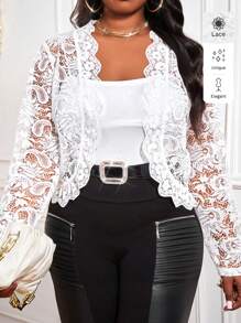 SHEIN Lady CURVE 秋冬大码女式休闲通勤经典杏色和黑色条纹格子长袖外套衬衫 - 彩色 - 查看 8
