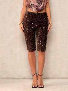 SHEIN BAE 女士休闲简约夏季短裤 - 紫紅色 - 查看 7