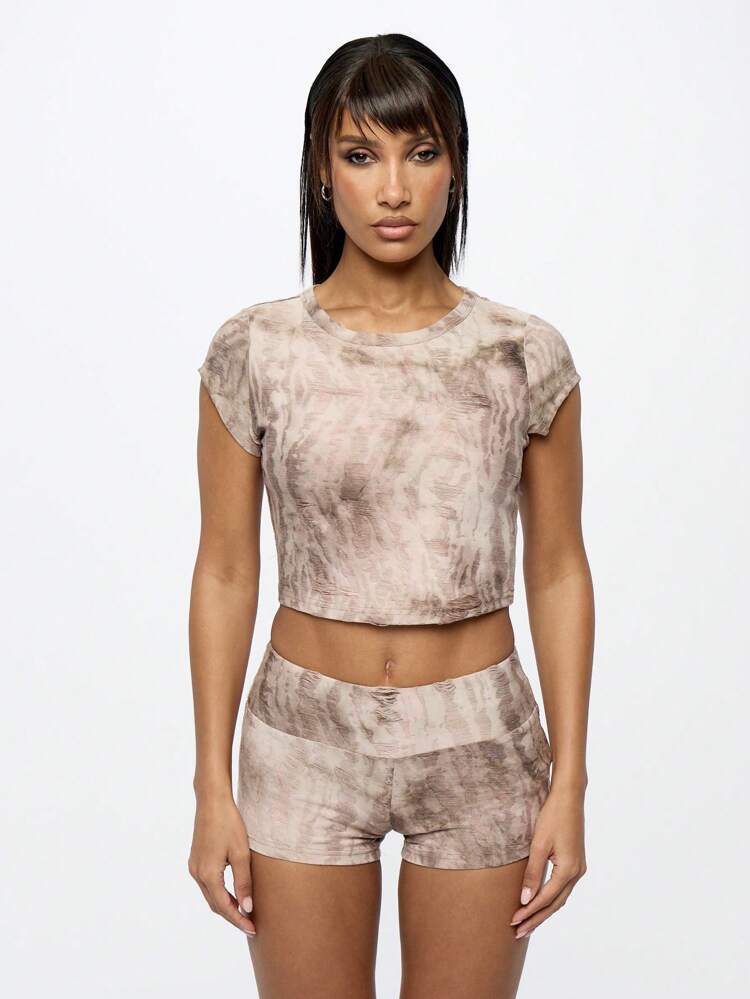 SUMWON WOMEN Distressed Baby Tee Short Sleeve Crop Top Women Tops