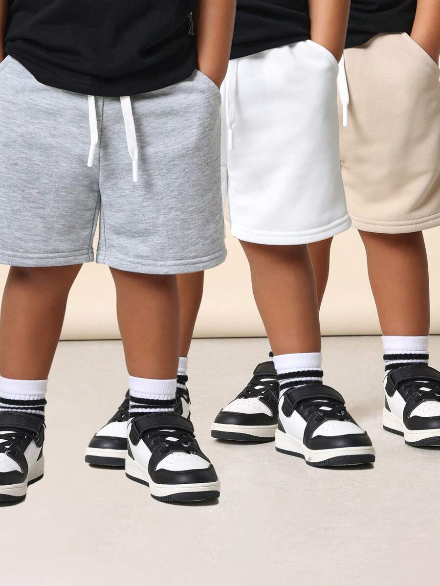 SUMWON 3 paia di pantaloncini con coulisse da bambino, casual, sportivi, estivi, per attività, scuola, palestra, esercizio, corsa, allenamento, pantaloncini basic comodi