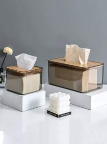 Composite Board Cover Nordic Minimalist Creative Tissue Box, Home Living Room Coffee Table Paper Box, Transparent Restaurant Paper Box