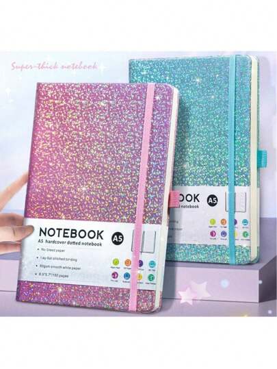 1 pieza Cuaderno con tapa dura con patrón de Gypsophila tamaño A5, 192 páginas de papel de alta calidad de 80g/m², cuaderno para escribir en la escuela, la oficina y de viaje, diario elegante para anotar actas de reuniones y agendas académicas, regalo para niños y niñas, artículos de papelería