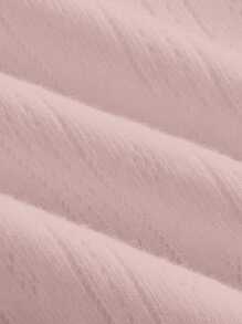 SHEIN EZwear Áo Bandeau dệt kim họa tiết màu trắng dành cho nữ - Hồng - Xem 4