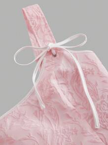 SHEIN MOD 粉色复古浪漫蕾丝边吊带背心 - 粉色 - 查看 4