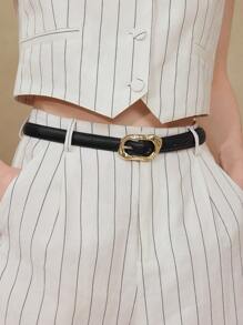 MOTF PREMIUM FASHIONABLE & VERSATILE BLACK LETTER BUCKLE CASUAL BELT - Black - View 1