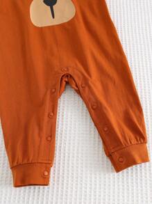 Cozy Pixies Baby Boy 3D Ears Cartoon Bear Pattern Knitted Soft Crewneck Short Sleeve Jumpsuit