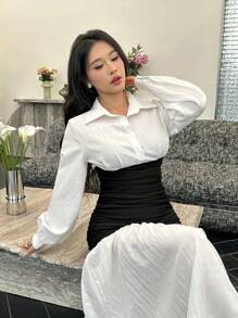 Modelyn 女士休闲简约长裙 - 白色 - 查看 4