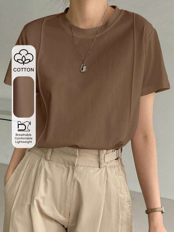 Dazy-Less Solid Seam Detail Tee