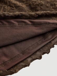 SHEIN MOD Brown Romantic & Elegant Front Tie Blouse, Cute T-Shirt For Women, Autumn/Winter Hollowed Costumes Women Pirate Top Princess Women Costume Going Out Tops - Brown - View 4