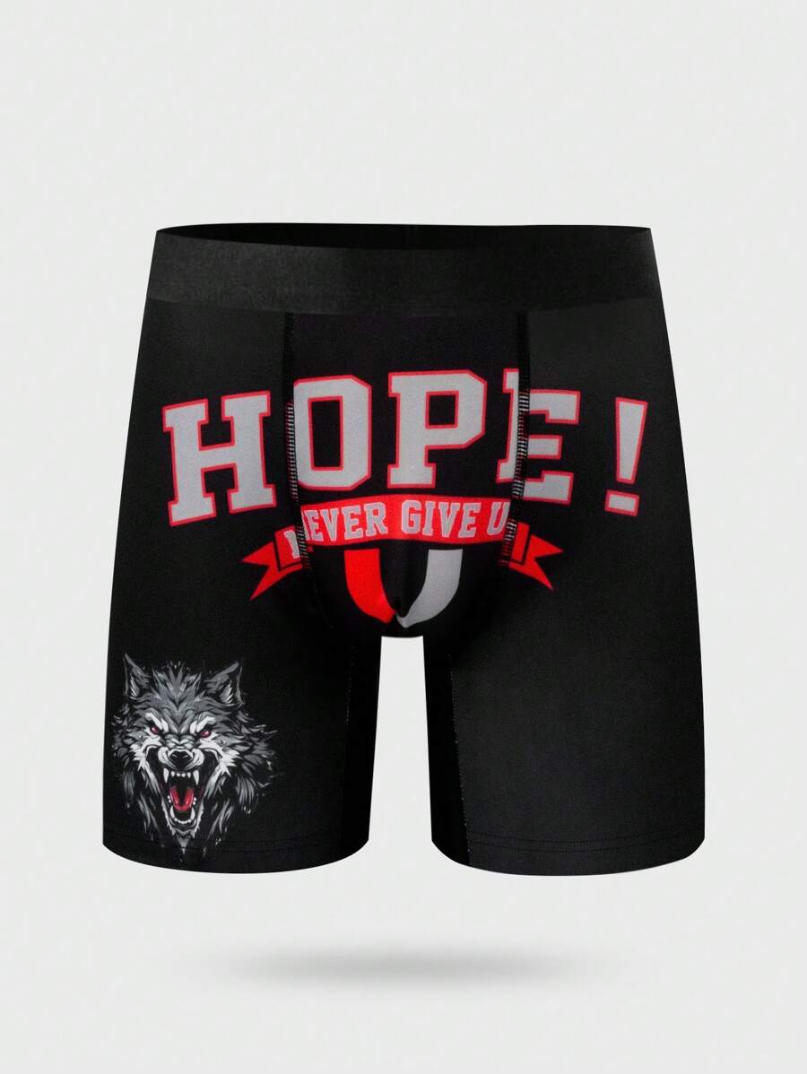 Men's Letter Print Casual Boxer Briefs - Multicolor - View 1