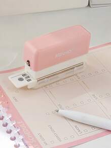 1 件便携式多孔打孔机，6 孔，设计有废纸容器和尺子，纸张打孔机背面，返校，学校用品