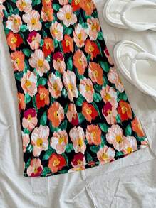 Soleia 女士度假夏季休闲浪漫海滨沙滩花卉印花上衣和裙子两件套服装适合节日、复活节、毕业典礼、婚礼、返校季、可爱夏威夷午餐休闲度假装