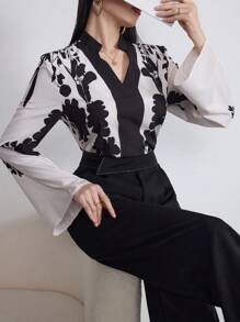 Modelyn 女士数码花卉印花长袖 V 领缺口衬衫 - 彩色 - 查看 6