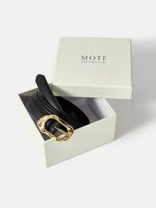 MOTF PREMIUM FASHIONABLE & VERSATILE BLACK LETTER BUCKLE CASUAL BELT - Black - View 7