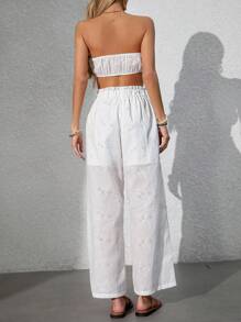 INAWLY Women's Elegant Embroidered 2 Pieces Vacation Set - White - View 2