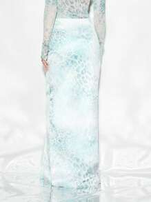 KIZN Váy Maxi Đi Biển Thanh Lịch Có Thiết Kế Voan Phía Trước, Họa Tiết Động Vật Thanh Lịch, Trang Phục Nghỉ Mát, Thời Trang Ngày Lễ Mùa Hè, Váy Dài Dự Tiệc Buổi Tối - Màu xanh Bạc hà - Xem 2