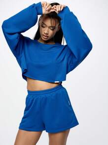 SUMWON WOMEN Sudadera corta deportiva, suéter atlético, entrenamiento de manga larga para ejercicio, , casual, otoño e invierno, activo, salón, ropa de calle