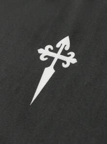 Manfinity EMRG Men's Round Neck Striped Tank Top Cross T Shirt - Black - View 5