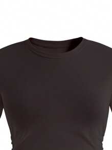 SHEIN Explorewe 青少年女孩卡通人物和字母印花圆领短袖 T 恤和工装裤休闲套装 - 黑色 - 查看 6