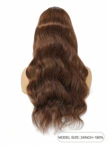 巧克力棕色波浪人发假发 13*6 透明蕾丝前假发，带婴儿头发预拔，适合女士 - S2 - 查看 2