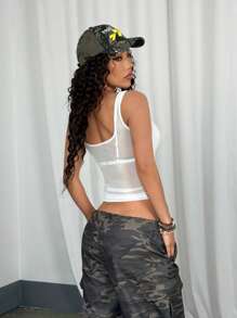 StreetHx 女士修身半透明夏季背心 - 白色 - 查看 2