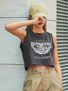 DAZY Camiseta Sin Mangas Con Diseño Gráfico De Letras
