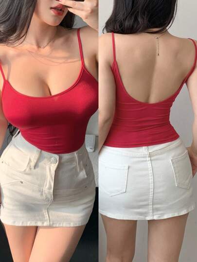 DAZY Damtopp med rygglös sexig Camisole Linne, Halter Top