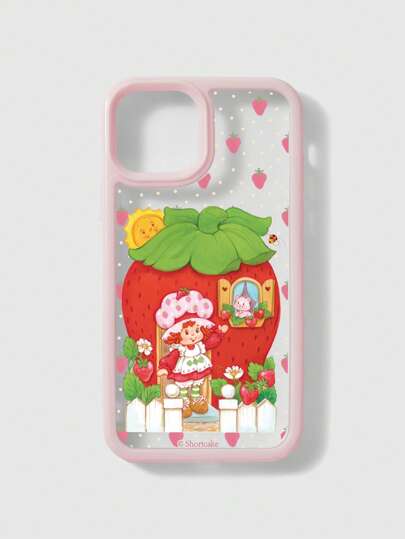 Funda para teléfono móvil estampado lindo de fresas rosadas