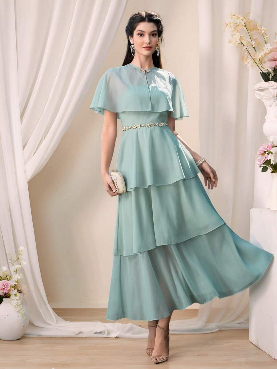 Modelyn Women's Elegant Solid Color Dress - Green - View 1