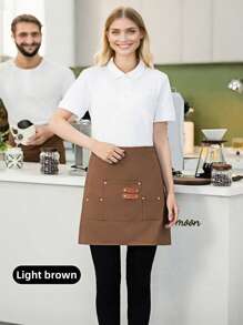 SHEIN 1Pc 64*42cm Tạp dề nhà hàng eo ngắn Unisex, Thích hợp cho nhân viên phục vụ, nhà bếp, phòng tắm, nhà ở, nhà hàng, đồ gia dụng, 4 màu có sẵn: Đen, Kaki, Nâu nhạt, Nâu đậm - Nhiều màu - Xem 6