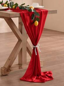 SHEIN 60*200cm/30*300cm 红色雪纺桌旗桌布，生日装饰婚礼派对房间装饰桌面装饰桌布，婚礼欧根纱，婚礼背景装饰纱横幅椅子装饰红色雪纺纱，派对礼品，淋浴装饰纱，1 件或 2 件 - 紅色 - 查看 2