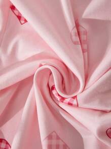 Conjunto de Pijama com Estampa de Coração Elegante para Meninas Adolescentes