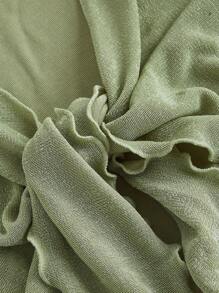 SHEIN MOD V 领前系带波尔卡圆点绿色背心，简约时尚、嬉皮、街头服饰、波西米亚风、热带风、度假、辣妹、性感、西部风、风骚上衣 - 綠色 - 查看 3