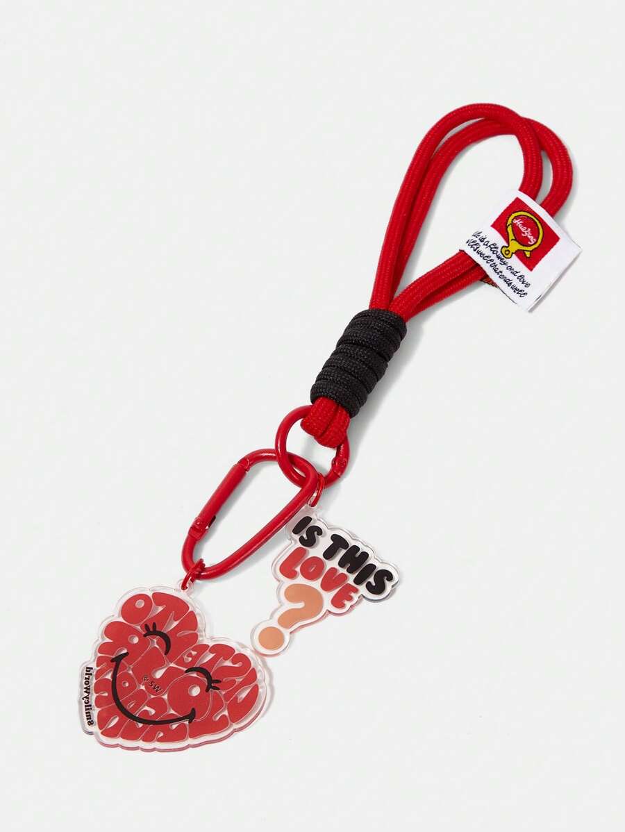 SmileyWorld® | SHEIN 亚克力心形、笑脸和字母吊坠钥匙扣