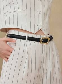 MOTF PREMIUM FASHIONABLE & VERSATILE BLACK LETTER BUCKLE CASUAL BELT - Black - View 4