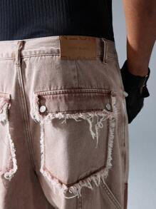 NEON BLANC Men's Streetwear Woven Denim Jeans - Pink - View 4