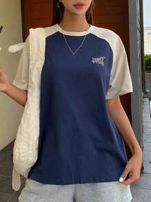 DAZY Letter Graphic Raglan Sleeve Tee