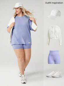 GLOWMODE Plus Size Pima Cotton Oversized Unisex Short Sleeve Round Neck Active Tee Daily Casual