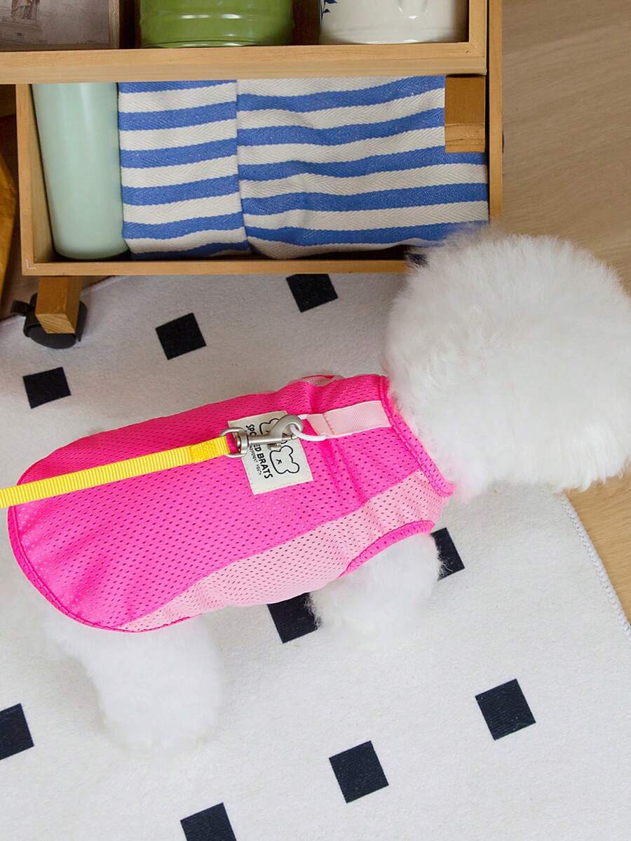 PETSIN Pink Lightweight Breathable Mesh Pet Tank Top With Cute Spoiled Brats & Bear Pattern, Suitable For Small/Medium Dogs & Cats, Summer - Pink - View 1