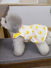 PETSIN Cute Bunny Ear Design Heart Print Summer Lightweight Breathable Harness Dress For Pets - Yellow - View 5