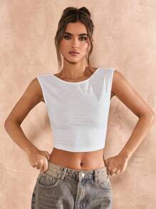 SHEIN BAE Women's Spring And Summer Daily Casual Street Minimalist Beach Music Festival Sexy Backless Sleeveless Strappy Going Out Summer Tops,Summer Tops,Rave Top,Concert Women