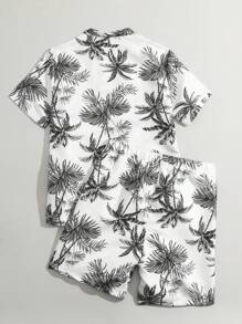 Conjunto de playera de manga corta con estampado aleatorio y shorts para niño preadolescente