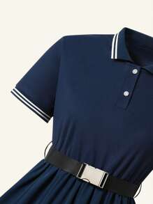 SHEIN Teen Girls' Casual Dress, Elegant Dress For Campus, Fashionable & Vintage Style Suitable For Spring/Summer Daily Wear Without Belt