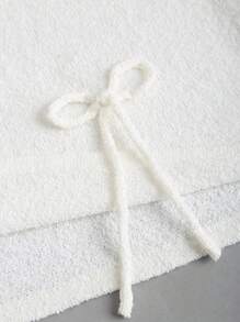 Sweetra Spring/Summer New White Knit Bowknot Decor Cute Elegant Fitted Vacation Style Maxi Knit Fishtail Skirt - White - View 3
