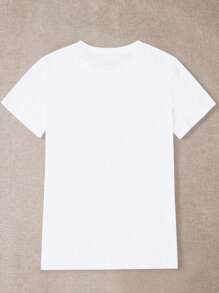 Flirla 大码蝴蝶结、樱桃印花、字母图案短袖 T 恤 - 白色 - 查看 2